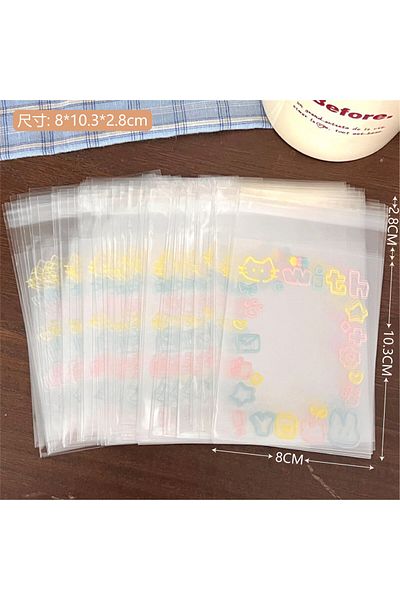 Choice 11x8cm Other 100pcs 20/50/100 Pcs Graffiti Kitten Self-adhesive Bag, Small Card Self Sealing Bag, Pa