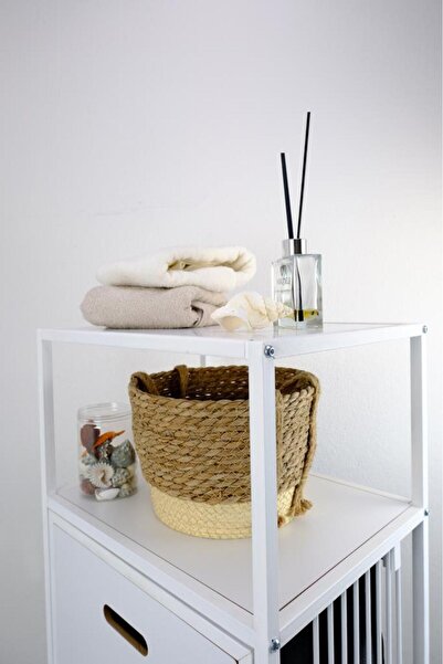 Digithome Metal Kirli Sepetli 2 Raflı Çok Amaçlı Banyo Düzenleyici Raf Organizer Beyaz – Mrs-007 C1-