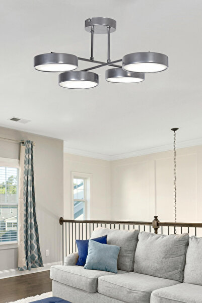 Modavize Aria Modern Tasarım Salon Yatak Odası Mutfak Beyaz Işık Ledli Gri Renk 4 lü Led Avize