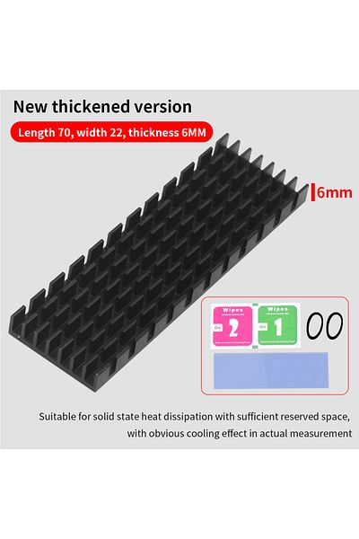 TISHRIC Tsr351-black-6mm Radiator Aluminum Alloy M.2 Solid Universal Heatsink Cooling For 2280 Nvme