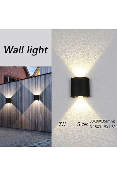 Choice Warm White 2W Black LED Wall Lamp Waterproof IP66 Indoor Outdoor Lamp  Garden Lights for Living Room