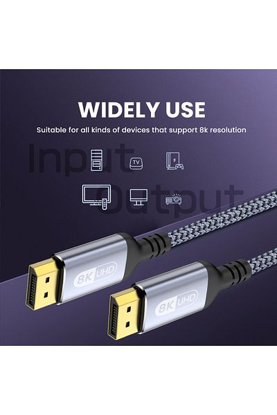 NIERBO 2m 8k Dp Cable displayport Cable 1.4 High Speed Display Port Cord 8k@60hz G-sync Freesync 4k@144hz