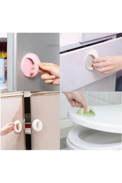 RAMDET 2 Adet Yapışkanlı Sürgü Çok Fonksiyonel Kulp Mobilya Çekmece Kulpu Klozet Kaldırma Aparatı Çekmece D