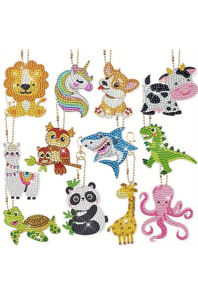 Choice Ysk136 12/6/5 Piece/set Diy Faux Diamond Painting Art Keychain Kit Handmade Mosaic Art Keychain Home