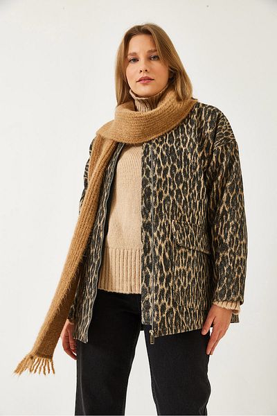 Bianco Lucci Women's Leopard Print Pocket Jacket 50104 60261275