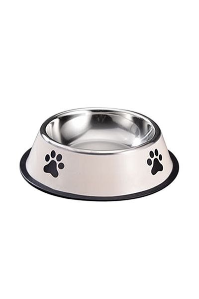 Choice L White 1pc Stainless Steel Pet Bowl Cat Bowl Dog Food Bowl Multi-specification Anti-fall Food Bowl