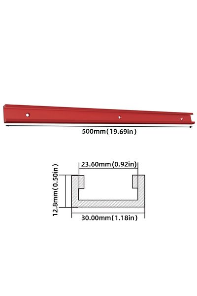 JIGHOLE 500mm(19.7IN) Aluminium 50cm T30 T-track And T-slider T Slot Miter Track Jig - Miter Gauge Guide Chu