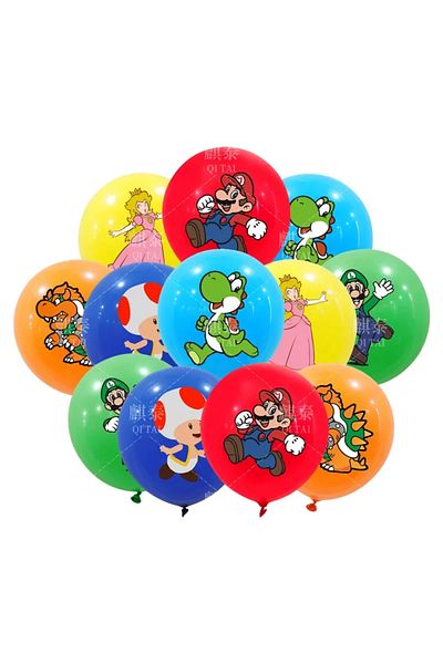 Choice 12/24pcs Super Mary Series Balloon Mario Bros  Luigi Yoshi Anime Figures Balloon Toys Decoration ...