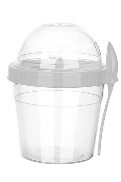 Eynel 5Oo ml Fruit Yogurt Container with Spoon and Chamber Children's School Picnic Work Nutrition Muesli Granola Milk Cup
