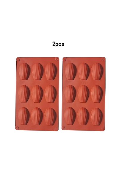 Choice 2pcs-brick Red 1/2pcs 9 Cavity Madeline Mold Silicone Madeline Cookies Pan Nonstick Baking Pan For