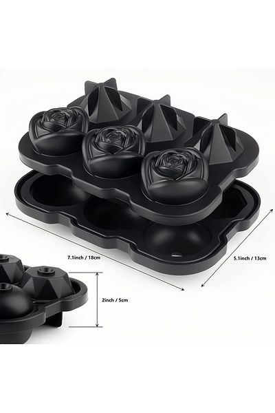 Choice Diamond Rose Shaped Ice Cube Mould Food Grade Silicone Square Round Ice Cube Maker Tray High Qual...
