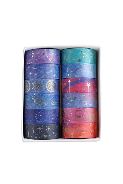 Choice مجموعة من 12 شريط واشي ذهبي لامع بقياس 1.5 سم و2 متر، 12 لفة، 12 قطعة ...