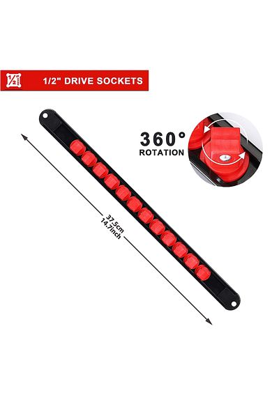 ASDTODW 1pcs 1-2 Red 1pcs 360° Swivel Abs Socket Organizer 1/4inch 3/8inch 1/2inch Premium Quality Socket Cl