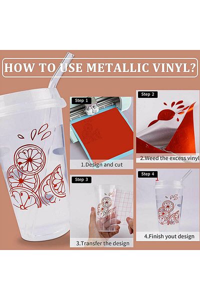 Choice 6pcs/set Rose Gold Permanent Adhesive Vinyl For Silhouette Cameo Craft Diy Cups Glass Wall Party ...