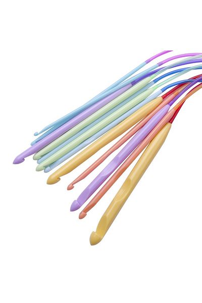 Choice 12pcs/set Colorful Plastic Elastic Tube Afghan Tunisian Carpet Crochet Hooks Weaving Needles 120c...