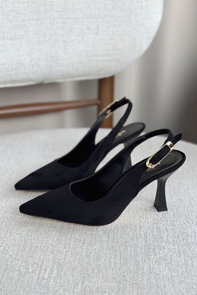 GOFFSHOES Pantofi cu toc Ovis pentru femei din piele intoarsa neagra