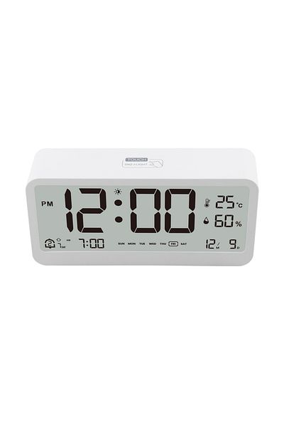 Choice 8001-EN Multifunctional Digital Clock LED Brightness Adjustable Temperature Humidity Displaying A...
