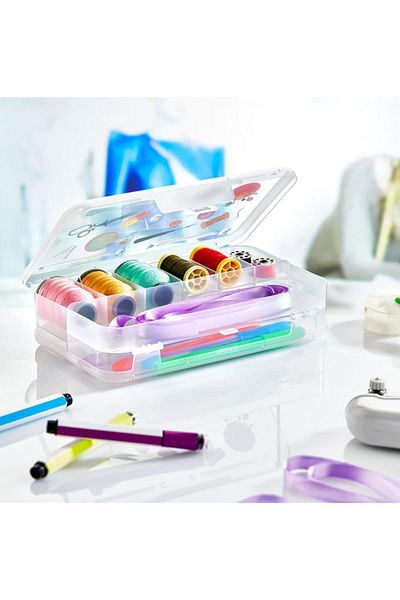 NAKRES Double Sided 10 Compartment Hobby Box - Sewing Box Screw Box
