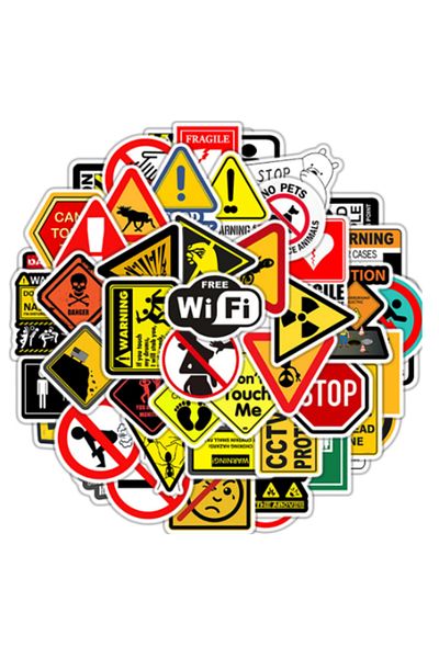Choice 50pcs 50pcs Warning Stickers Danger Banning Skateboard Fridge Guitar Laptop Motorcycle Travel Classi