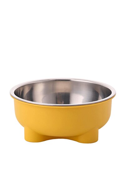 Choice Yellow 1PC Four-Legged Solid Color Stainless Steel Pet Dog Bowl And Cat Bowl For Indoor And Outdoor