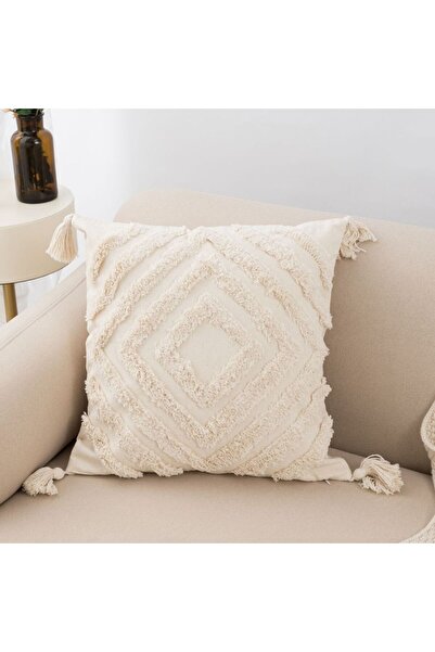 Choice 30*50cm Beige 1pc beige tufted pillowcase fringed lumbar cushion fits ...