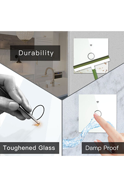 MoesHouse مفتاح إضاءة حائط يعمل باللمس من MOES مزود بخاصية WiFi وجهاز تحكم عن بعد لاسلكي RF433 مع تطبيق Tuya/Smart Life وإضاءة خلفية...