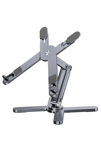 Choice Gray Portable Aluminum Alloy Tablet Bracket Foldable Telescopic Laptop Desktop Stand 360° Rotation L