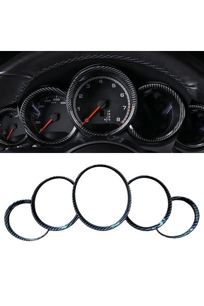 AOSRRUN Carbon Fiber 5 Ring For Porsche Cayenne 911 Panamera 2010 2012 2013 2014 2015 2016 Car Dashboard Cov