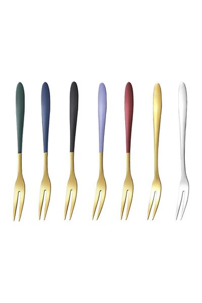 Choice 7 In 1 7pcs 304 Stainless Steel Fruit Fork Dessert Cake Forks Salad Fork For Party Kitchen Tableware