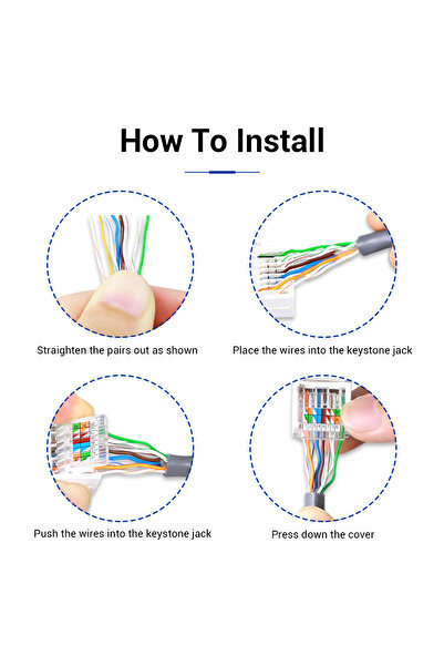 Choice CAT6 10 قطع ZOERAX 10 قطع Cat6 Cat5e مقبس RJ45 Keystone بدون أداة، لا يتطلب أداة ضغط لأسفل وحدة