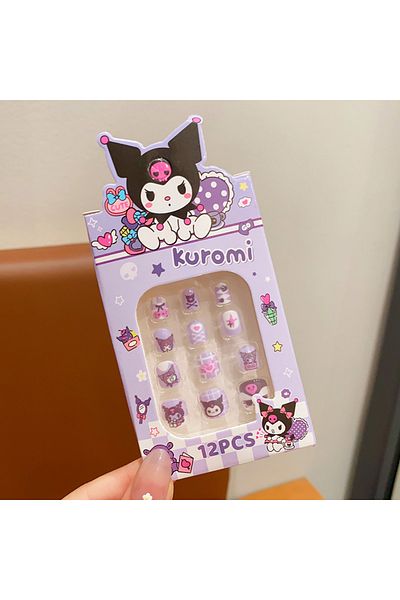 Choice 7 Sanrio Children's Nail Patch Cartoon Hello Kitty Kuromi Cute Nail Sticker Detachable Girl Nails S.