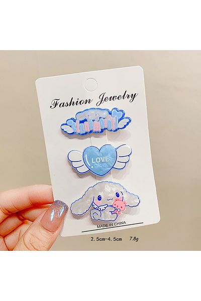 Choice Cinnamoroll 3pcs/set Kawaii Sanrio Hairclip Cinnamoroll Kuromi My Melody Cartoon Duckbill Hairpin Si