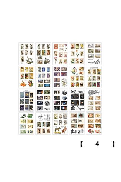 Choice 4 Design PET Vintage Sticker Book Literary Plant Stamp Labels Rich Pattern Handbook DIY Decorativ...