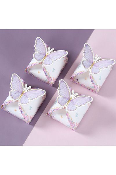 Choice 12pcs Candy Gift Box Purple Pink Butterfly Birthday Party Decorations Wedding Supplies Baby Showe...