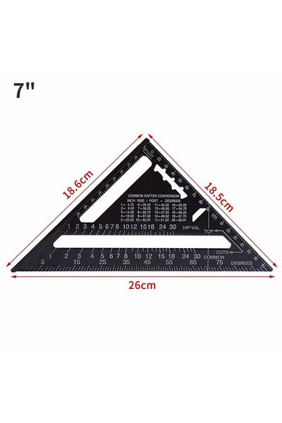 Choice 7 Inch Metric 7'' /12" Rafter Square Carpenter Measuring Layout Tool Alloy Metal Triangle Ruler Prot