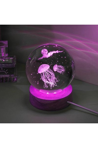 Choice Usb Plug 3d Jellyfish Laser Engraved Crystal Ball Led Night Light, Birthday Girlfriend Classmate Wi