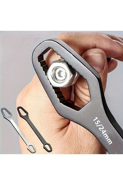 Choice Black 1pc Universal Double Ended Wrench, Self-tightening 3-17mm Screw Nuts Repair Wrench, Double-hea