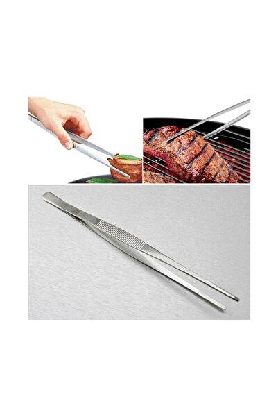 RAMDET 30 cm Paslanmaz Çelik Cımbız Maşa Barbekü Et Maşası İnce Profesyonel Maşa Buz Maşası