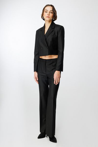 Ekol Stripe Pattern Spanish Leg Trousers