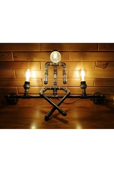 NAKRES Vintage Handmade Industrial Sconce with 3 Heads, Rustic Robot Wall Sconce Cafe Villa Retro Chandelier