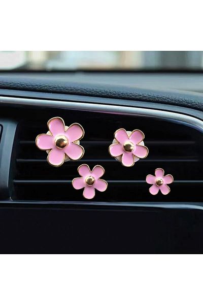 Choice Pink-4pcs Car Outlet Vent Perfume Clips Conditioning Aromatherapy Freshener With Cute Flower Design
