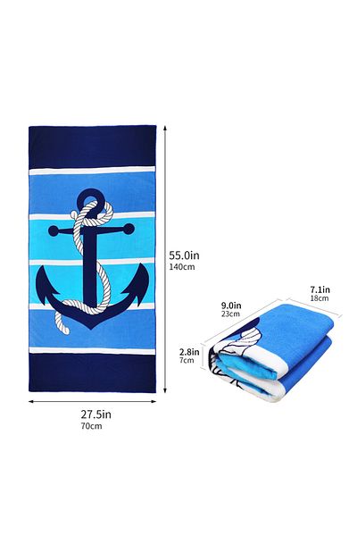 Choice 70x140cm Anchor Mutao Microfiber Hairring Printed Beach Towel Mountain Climbing Yoga Beach Swimming