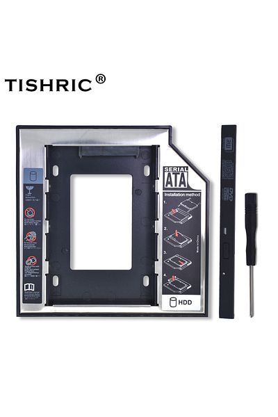 TISHRIC 9.5mm Plastic Aluminum Universal 9.5/12.7mm Sata 3.0 2nd Hdd Caddy 2.5" Ssd Cd Dvd To Hdd C