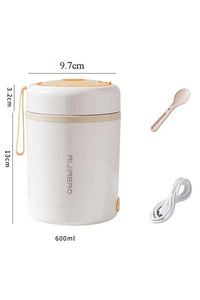 Choice 600ml White 600ml Usb Electric Heating Lunch Box Portable Picnic Milk Drink Food Heater Stainless S