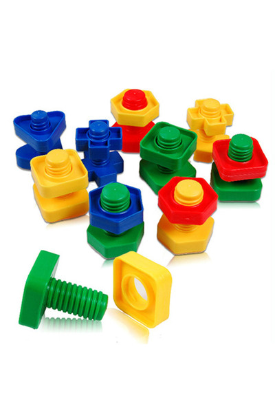 Choice مجموعة من 5 قطع من مكعبات البناء البلاستيكية على شكل براغي وصواميل، أل...