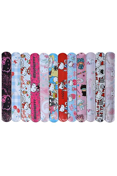 Choice 12pcs Sanrio Cute Bracelet Wristbands Aariety Of Anime Doll Hellokitty Characters Children Party Cir