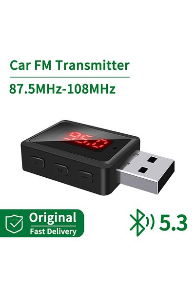 Choice جهاز إرسال FM V5.3 للسيارة مزود بمنفذ USB وبلوتوث 5.3 أسود مع ميكروفون ومكالمات بدون استخدام اليدين وموسيقى صوتية ستيريو بدون فقدان
