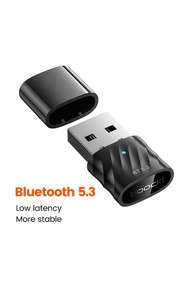 Choice محول USB بلوتوث 5.3 Toocki أسود V5.3 محول دونجل لأجهزة الكمبيوتر المحمول ومكبر الصوت والماوس اللاسلكي ولوحة المفاتيح