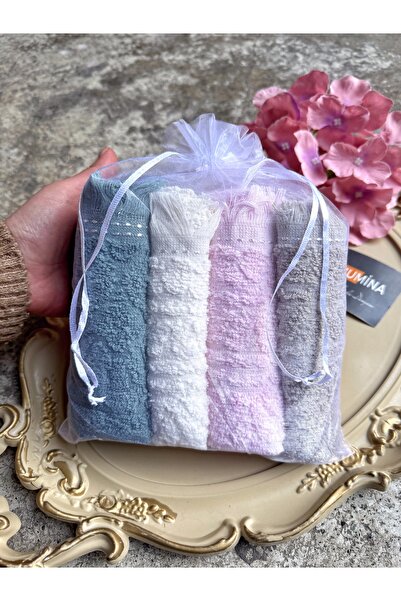 SHUMİNA 4’lü set  30x50cm Renkli Pamuklu Mutfak Havlusu , Tül Keseli, Çeyizli...