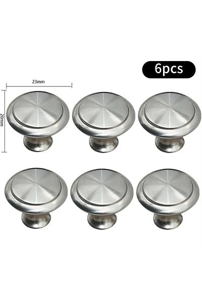 Choice Silver 6pcs Circular Small Door Handle Cabinet Stainless Steel Metal Single Hole Wardrobe Shoe Drawe